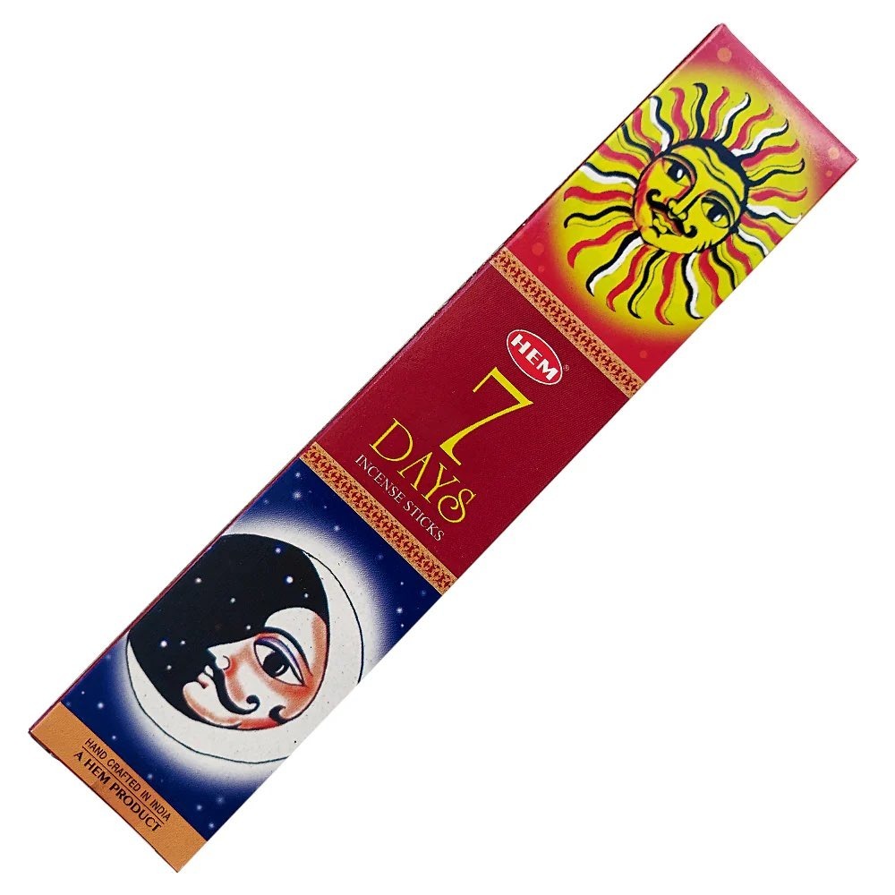 Hem 7 Days Incense Sticks Hand Crafted India Sun Moon Boho Indie New in Box